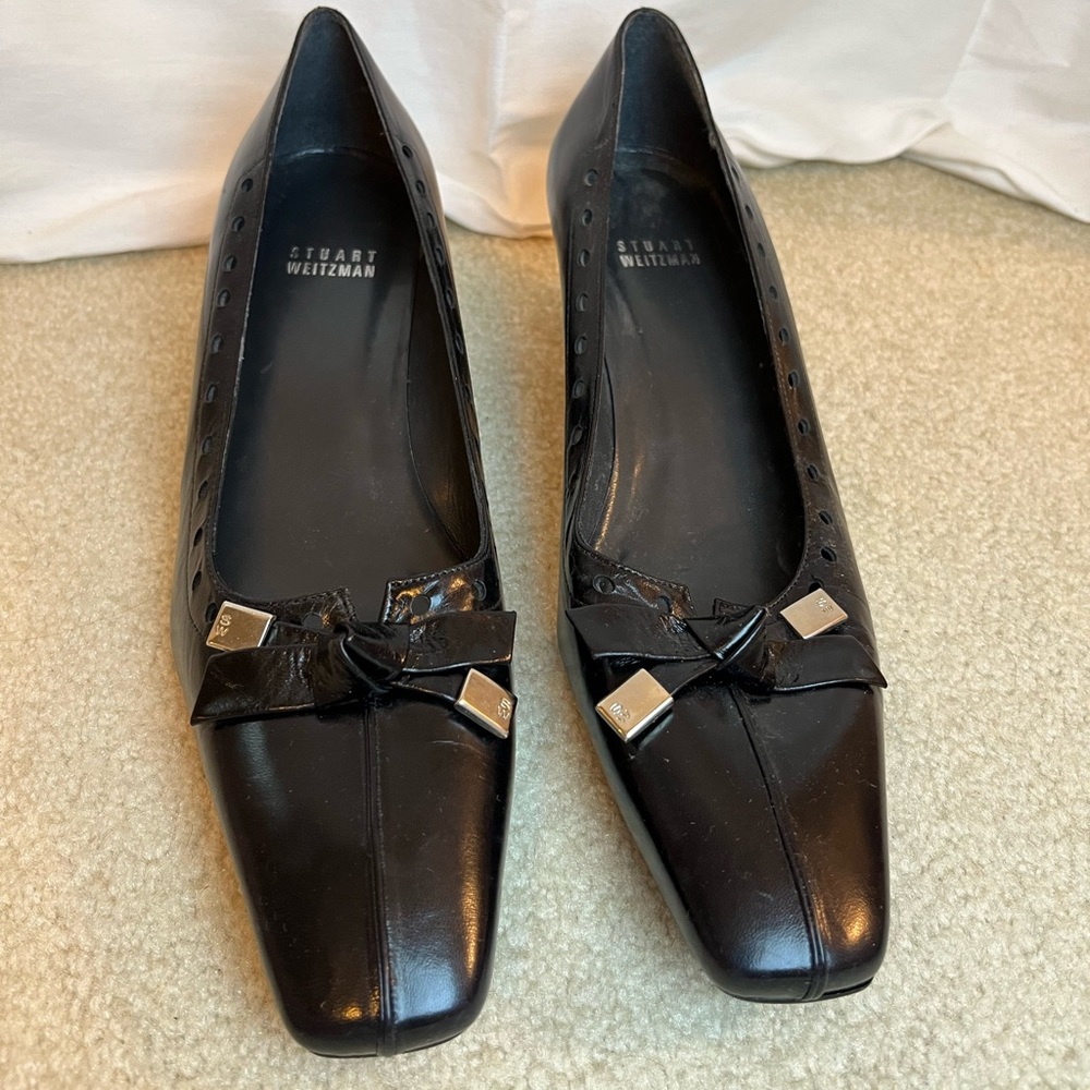 Vintage Stuart Weitzman Black Kitten Bow Heel